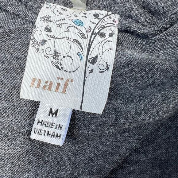 Naif Cardigan with attached lace tank top. Women's size M, charcoal & white - Picture 9 of 10